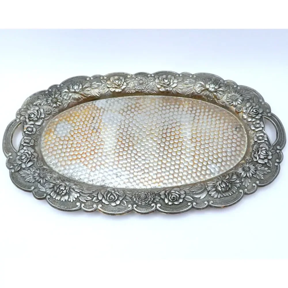 Vintage Cream Sugar Set w Tray, A Price Imports Japan Floral Silver Tone by APCO